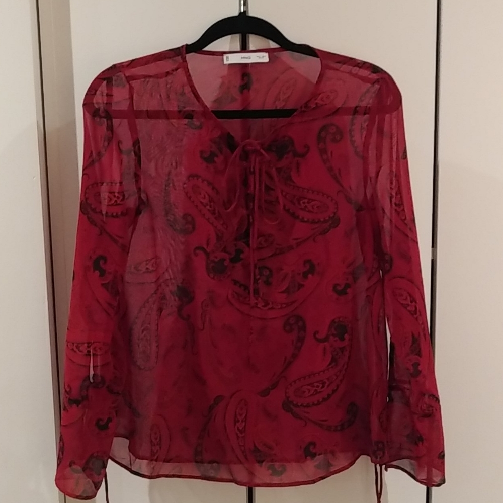 Mango Mng paisley blouse and  black